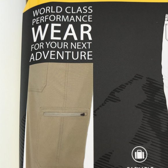 Weatherproof Vintage Mens Tech Pants 32x32 Brown Khaki Regular Fit Flex Packable - Picture 4 of 12